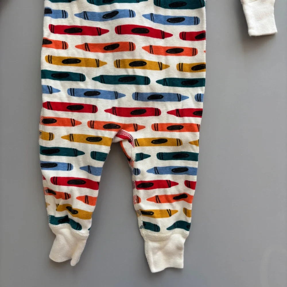 Hanna‎ Andersson Baby Zip Sleeper Colorful Crayon Print Pajamas Size 3-6M Pjs